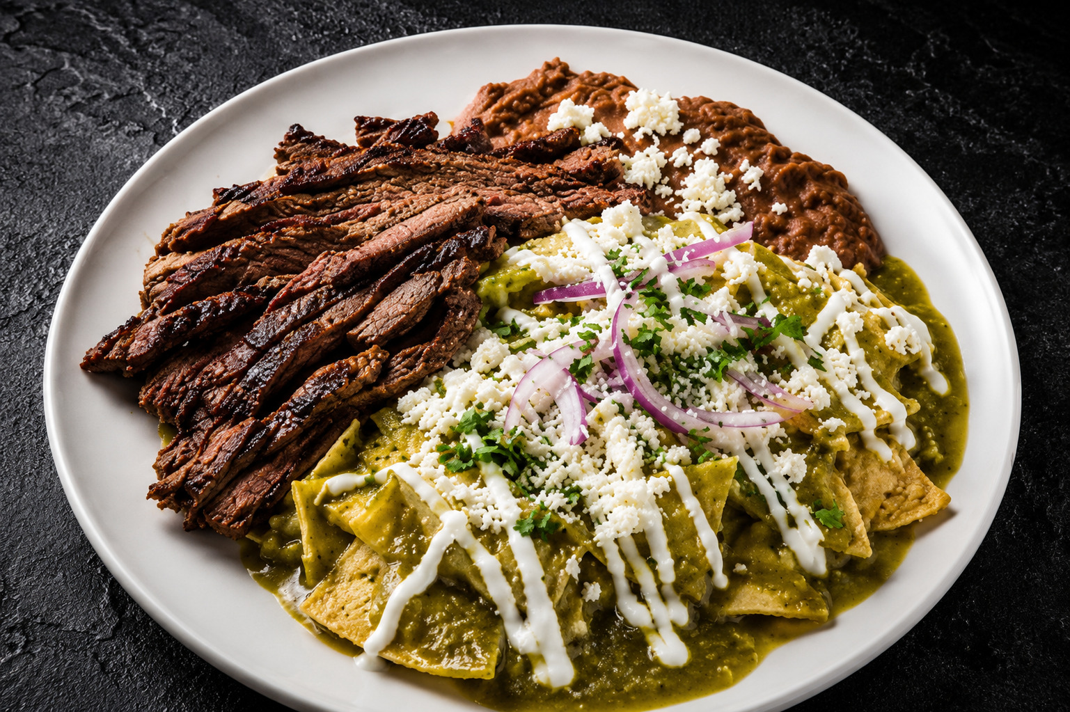 Chilaquiles con arrachera